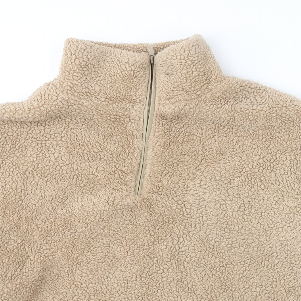 H&M Womens Beige  Polyester Pullover Sweatshirt Size S  Pullover - cropped