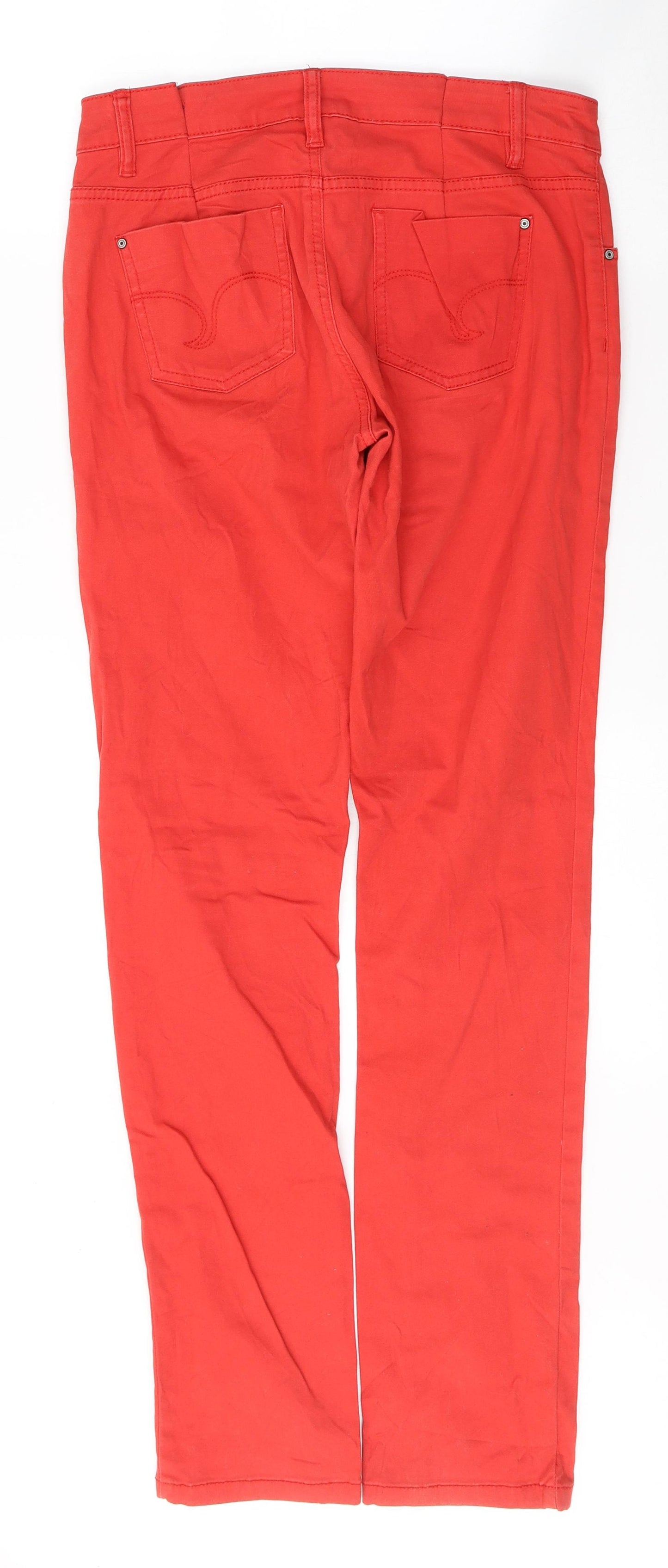 ESMARA Womens Red  Cotton Skinny Jeans Size 12 L32 in Regular Button