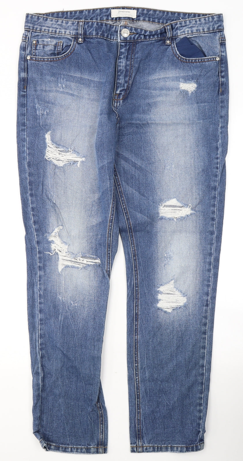 Stradivarius Mens Blue  Cotton Skinny Jeans Size 40 in L29 in Regular Button