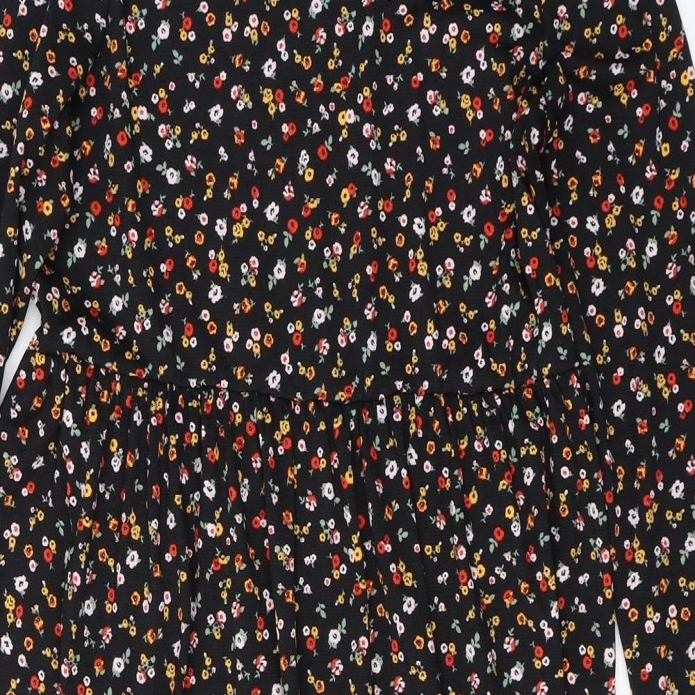 Papaya Womens Black Floral Polyester Maxi  Size 12  Round Neck Pullover