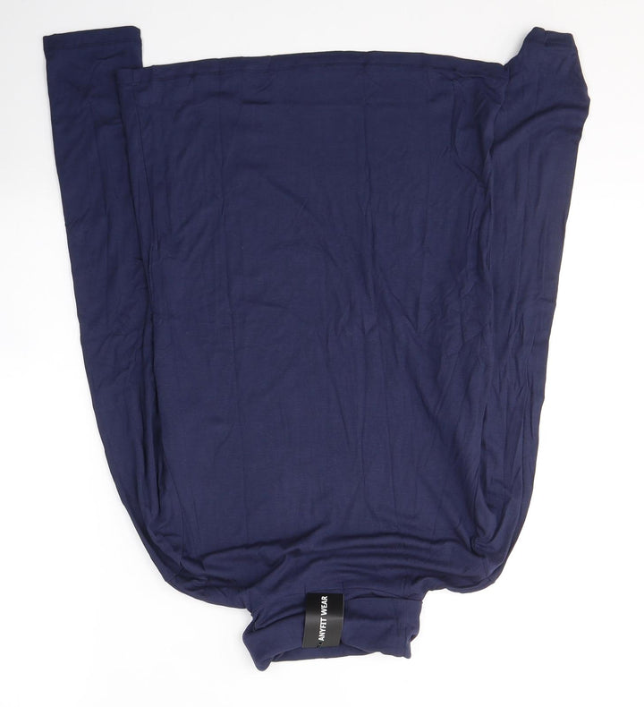 Carcos Womens Blue  Viscose Jersey T-Shirt Size XL Roll Neck