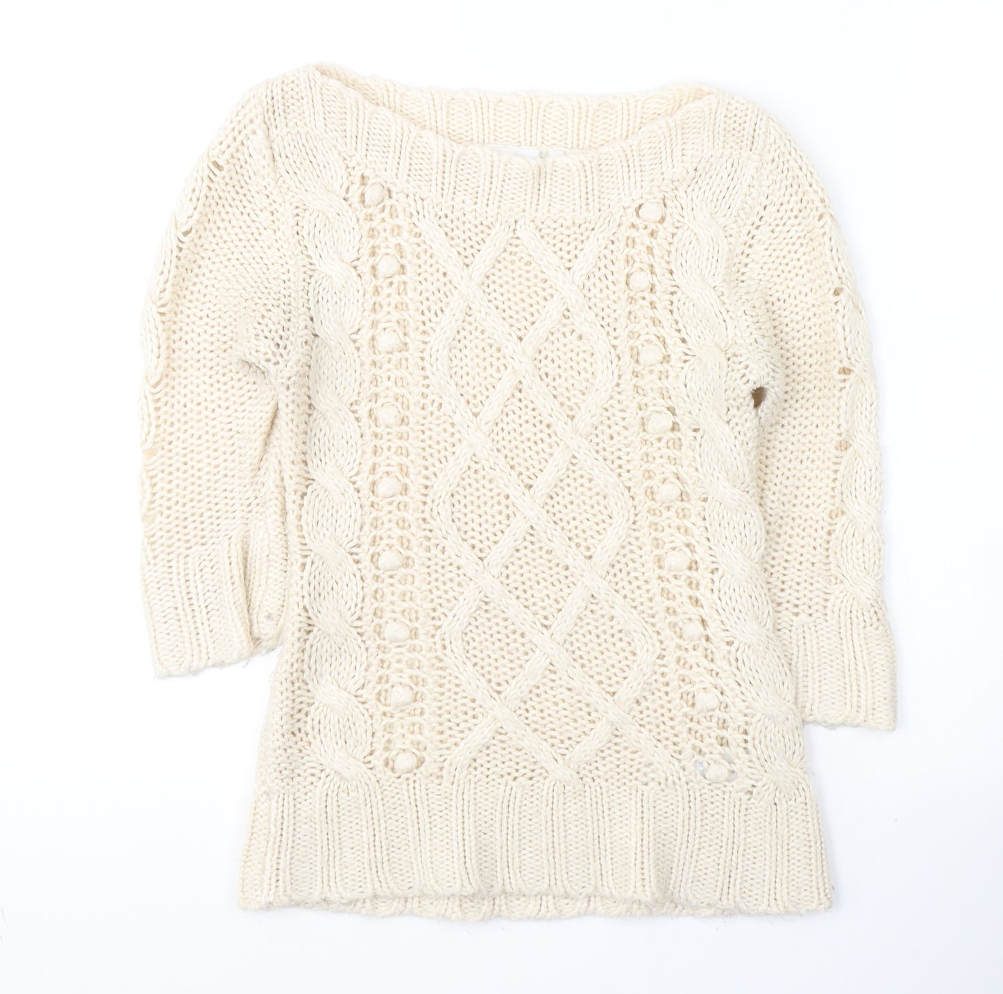 New Look Womens Ivory Round Neck  Acrylic Pullover Jumper Size 10