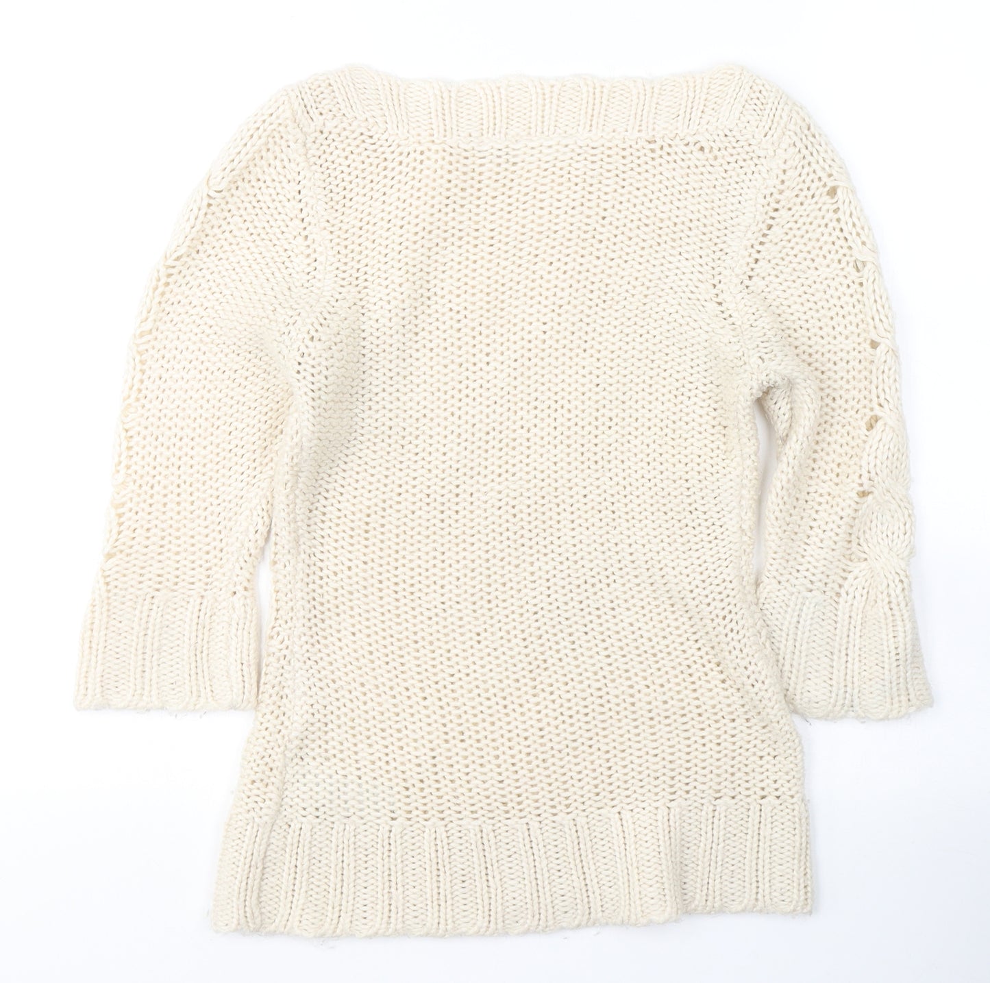 New Look Womens Ivory Round Neck  Acrylic Pullover Jumper Size 10