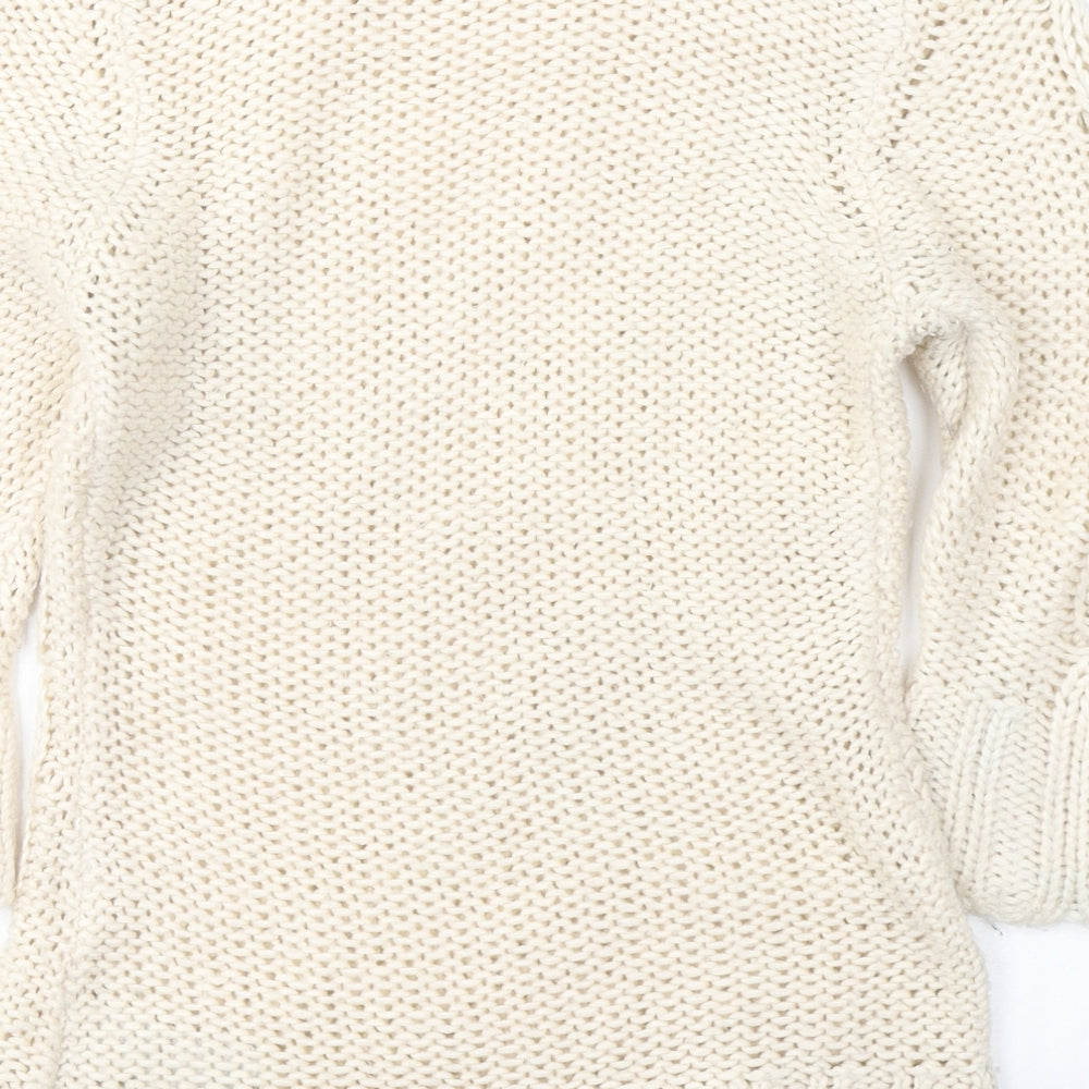 New Look Womens Ivory Round Neck  Acrylic Pullover Jumper Size 10