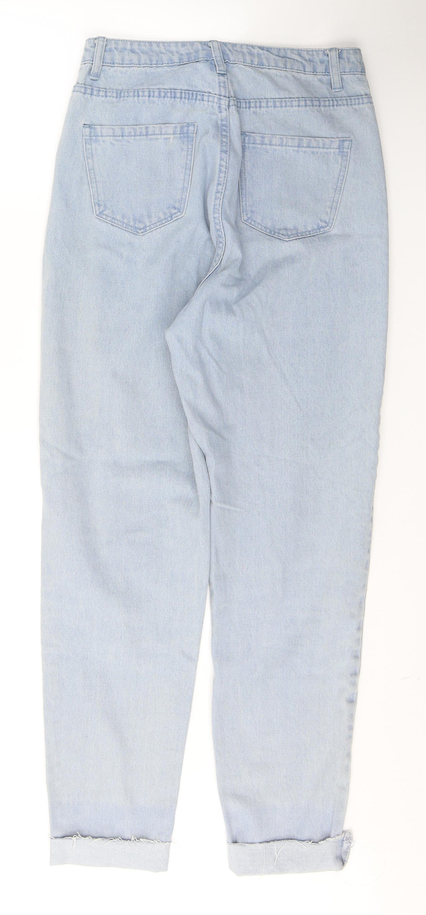 Missguided Womens Blue  Cotton Straight Jeans Size 10 L30 in Regular Button