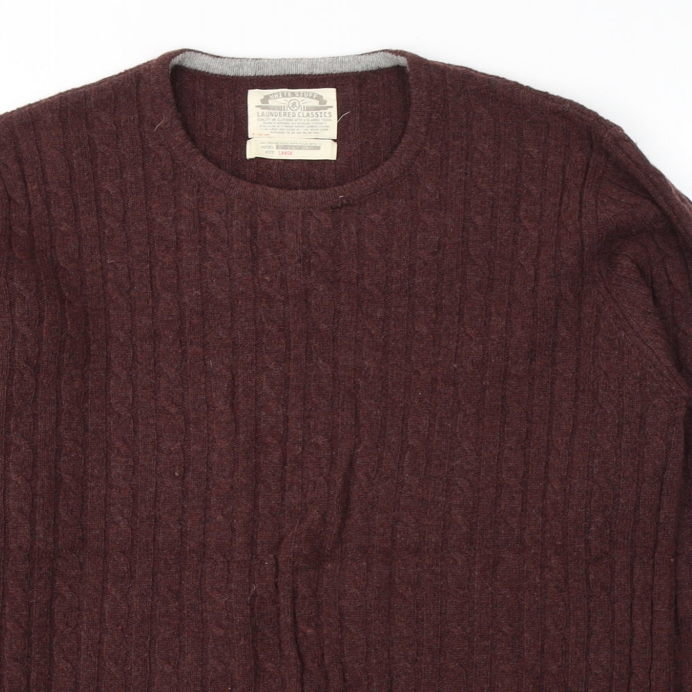 White Stuff Mens Red Round Neck  Wool Pullover Jumper Size L