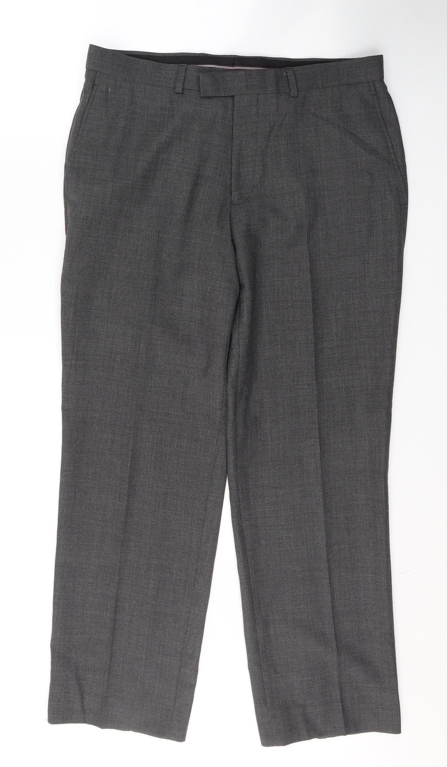 NEXT Mens Grey  Wool Trousers  Size 34 in L29 in Slim Button