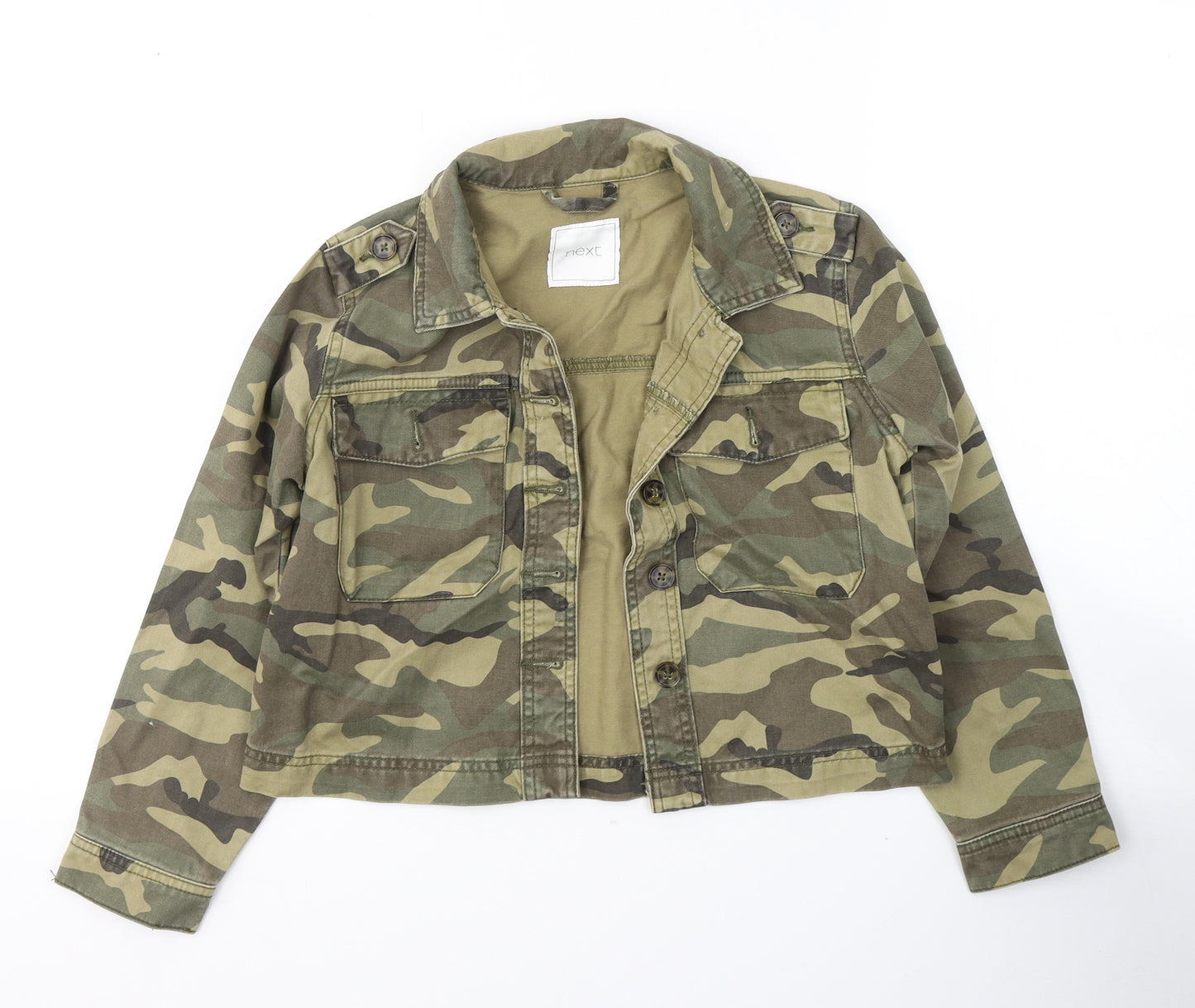 NEXT Girls Green Camouflage  Jacket  Size 10 Years  Button