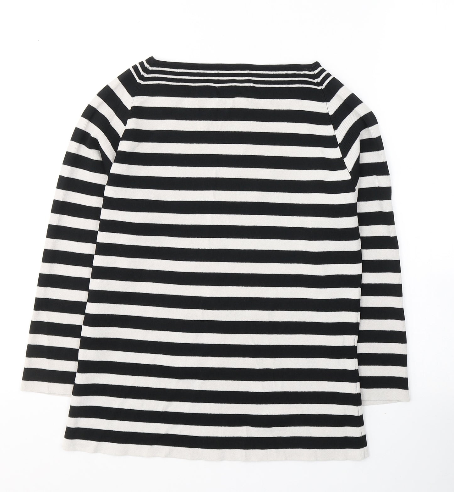 Wallis Womens Black Striped Viscose Jersey T-Shirt Size 16 Round Neck