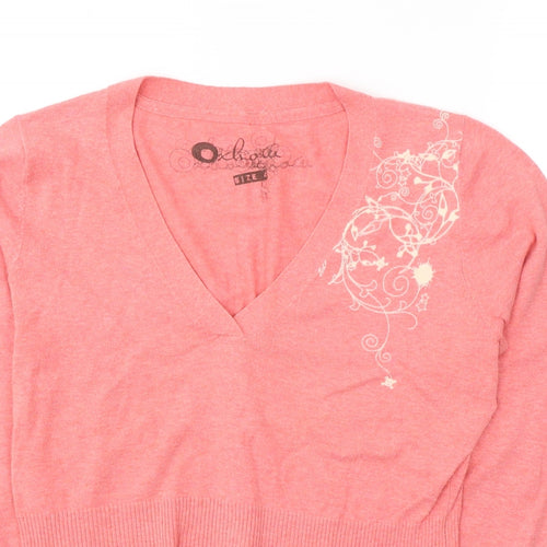 Oxbow Womens Pink  Cotton Jersey Blouse Size 4 V-Neck