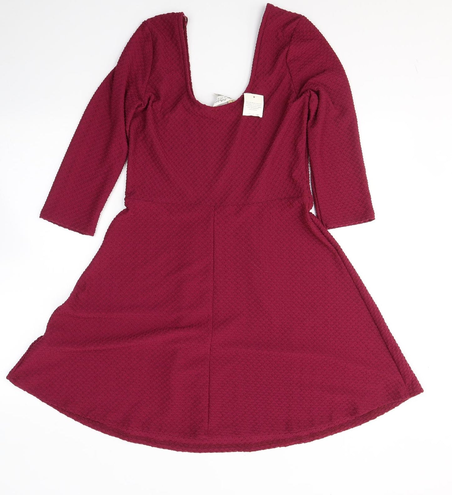 Miss Selfridge Womens Red  Polyester Fit & Flare  Size 12  Round Neck Pullover