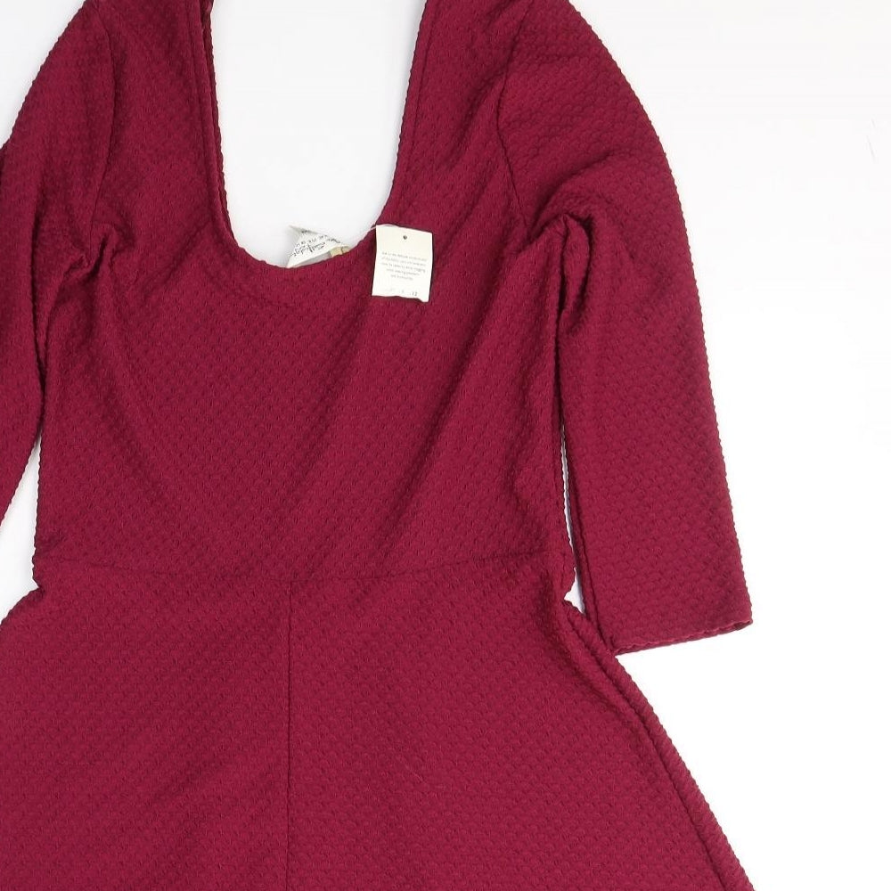 Miss Selfridge Womens Red  Polyester Fit & Flare  Size 12  Round Neck Pullover