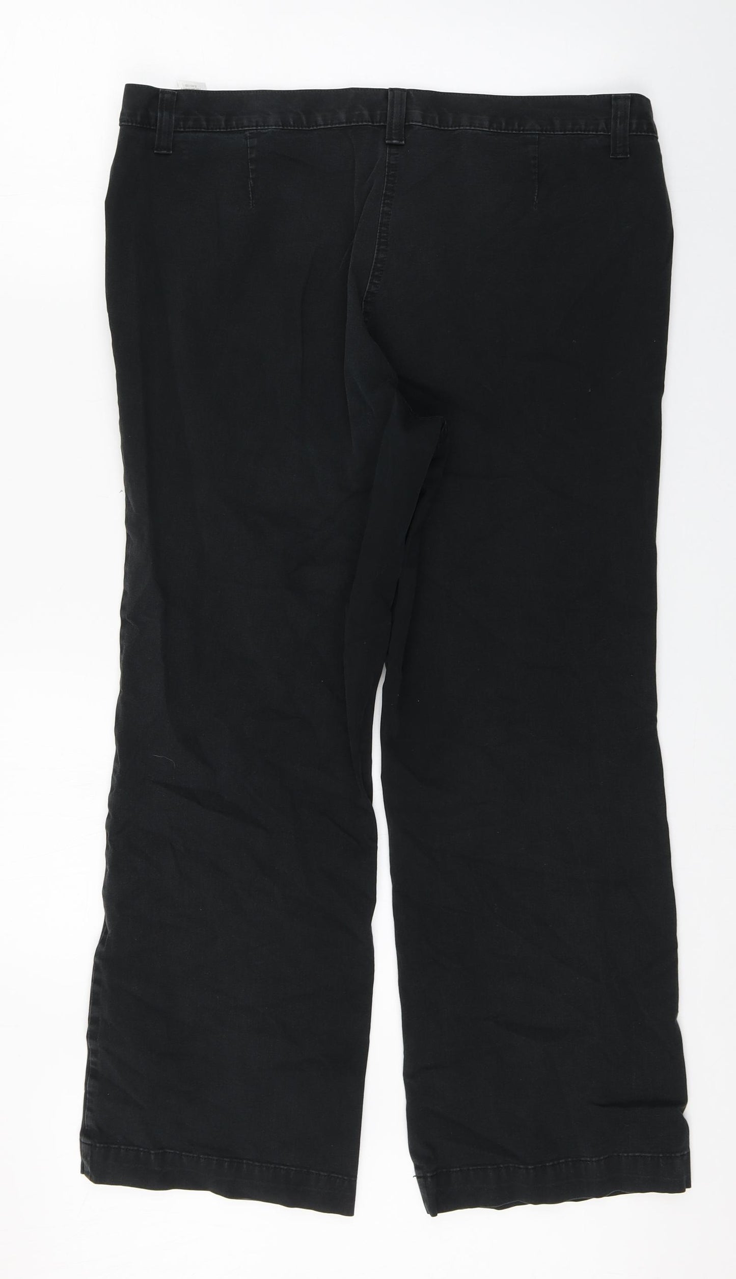 Marks and Spencer Womens Black  Cotton Wide-Leg Jeans Size 16 L26 in Regular Zip