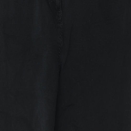 Marks and Spencer Womens Black  Cotton Wide-Leg Jeans Size 16 L26 in Regular Zip