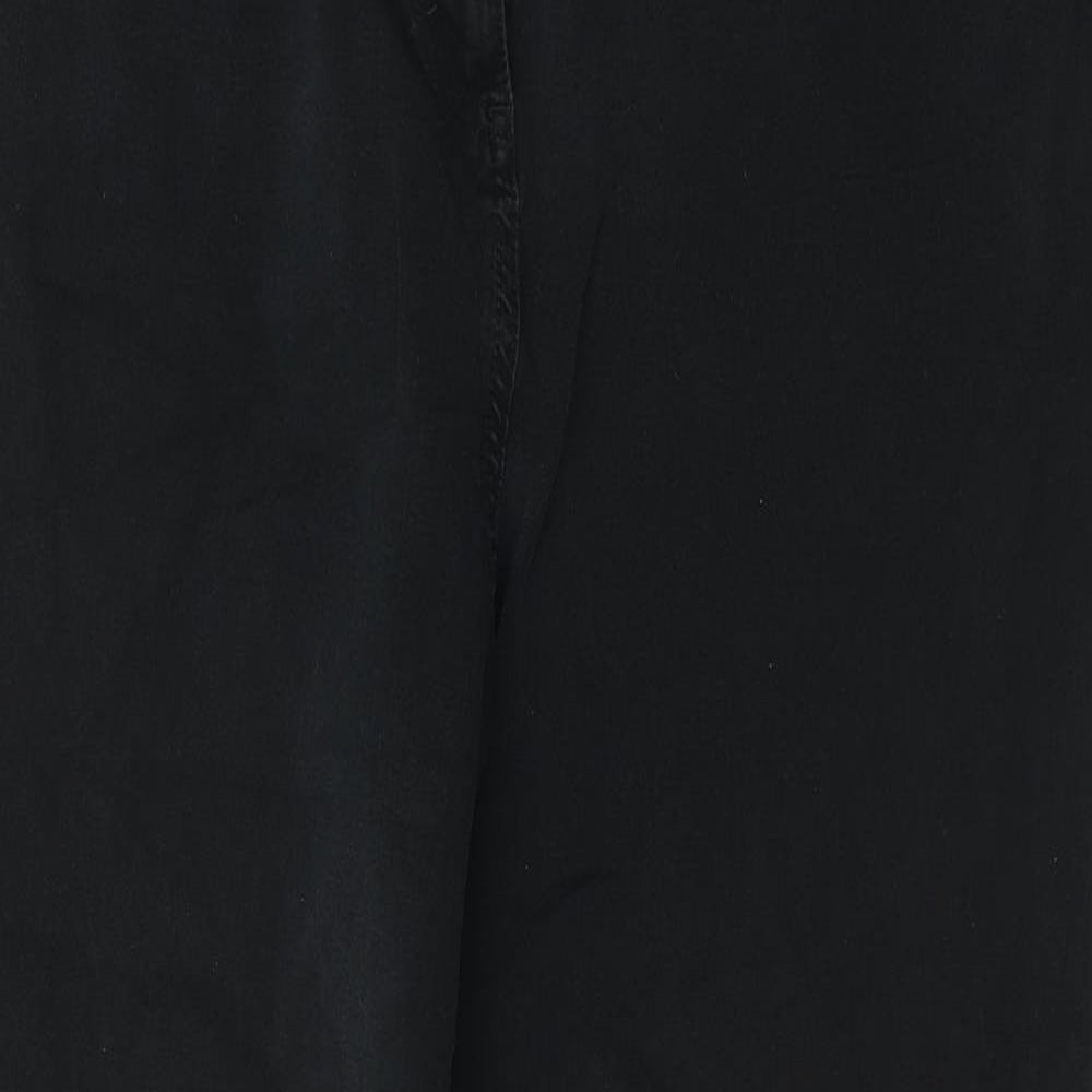 Marks and Spencer Womens Black  Cotton Wide-Leg Jeans Size 16 L26 in Regular Zip