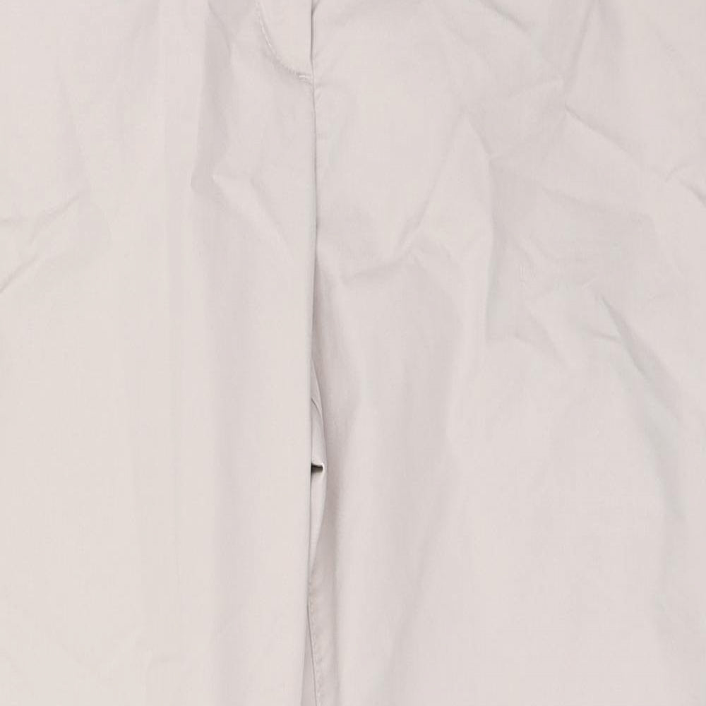 Marks and Spencer Womens Beige  Cotton Capri Trousers Size 12 L27 in Regular Zip