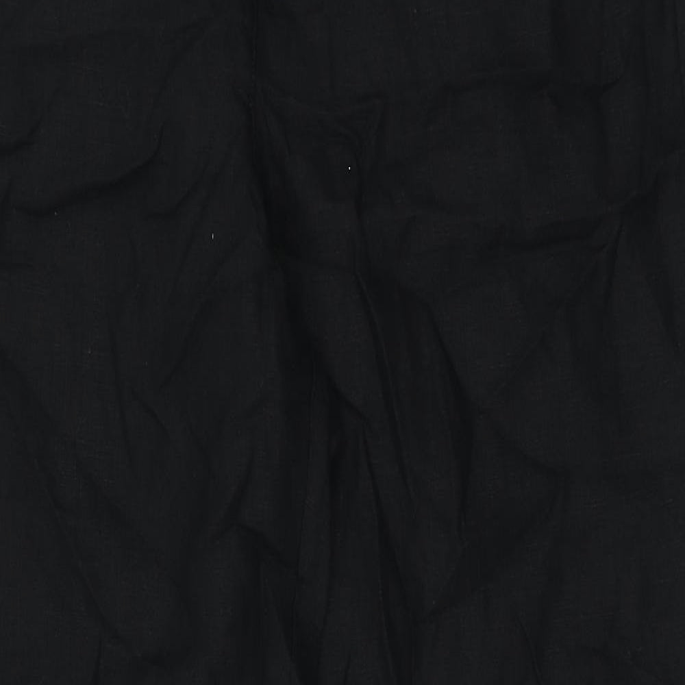 Monsoon Womens Black  Linen Trousers  Size 16 L31 in Regular Zip
