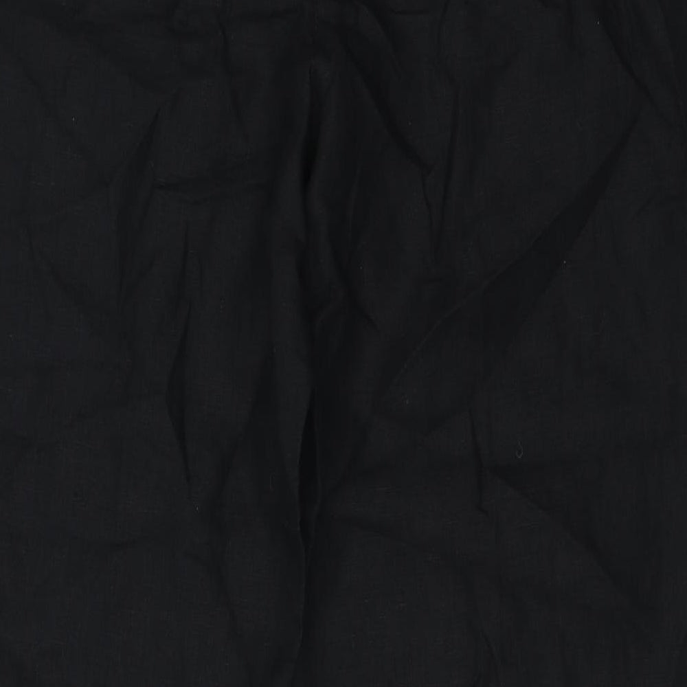 Monsoon Womens Black  Linen Trousers  Size 16 L31 in Regular Zip