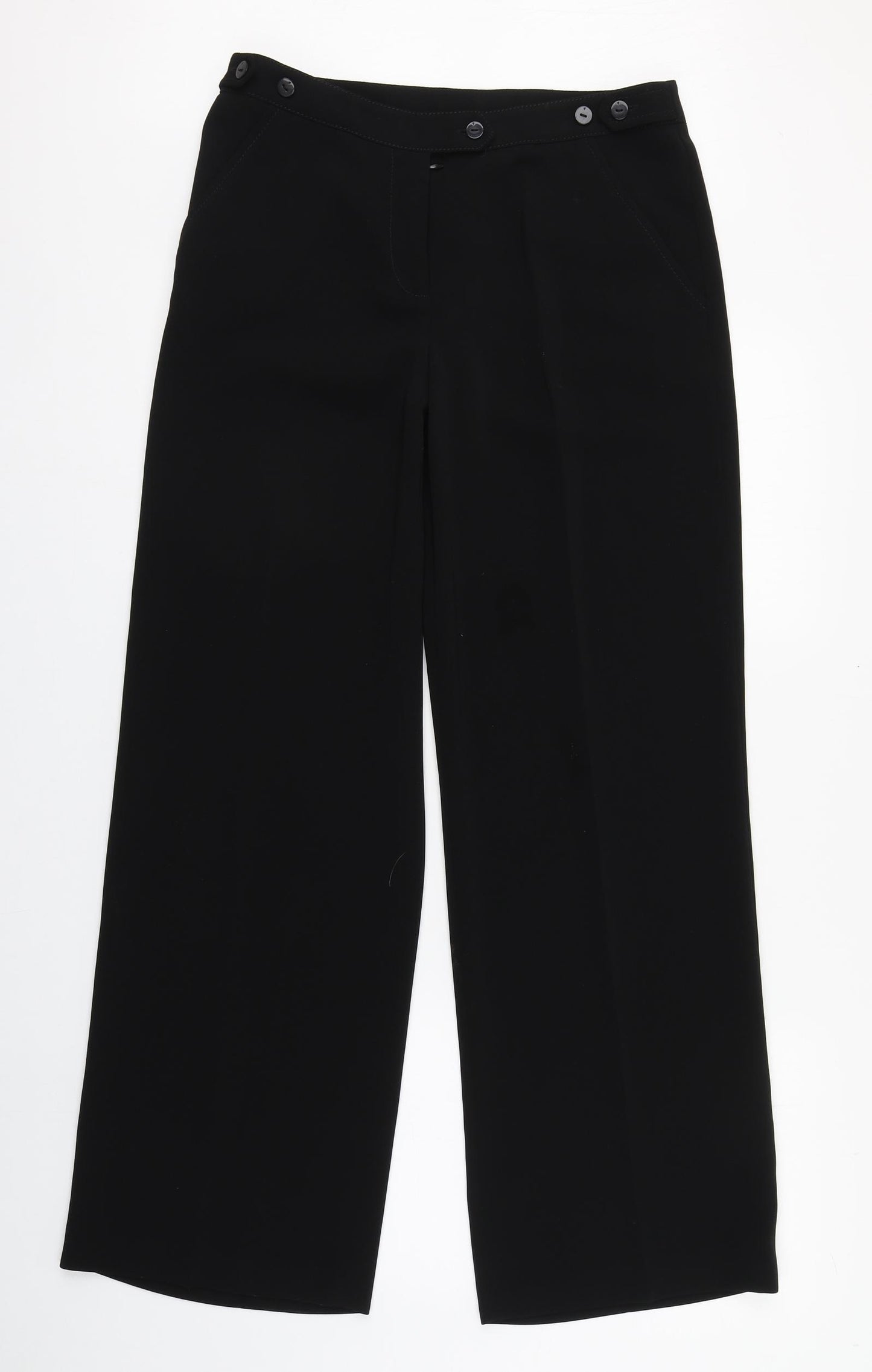 Per Una Womens Black  Polyester Trousers  Size 12 L31 in Regular Zip