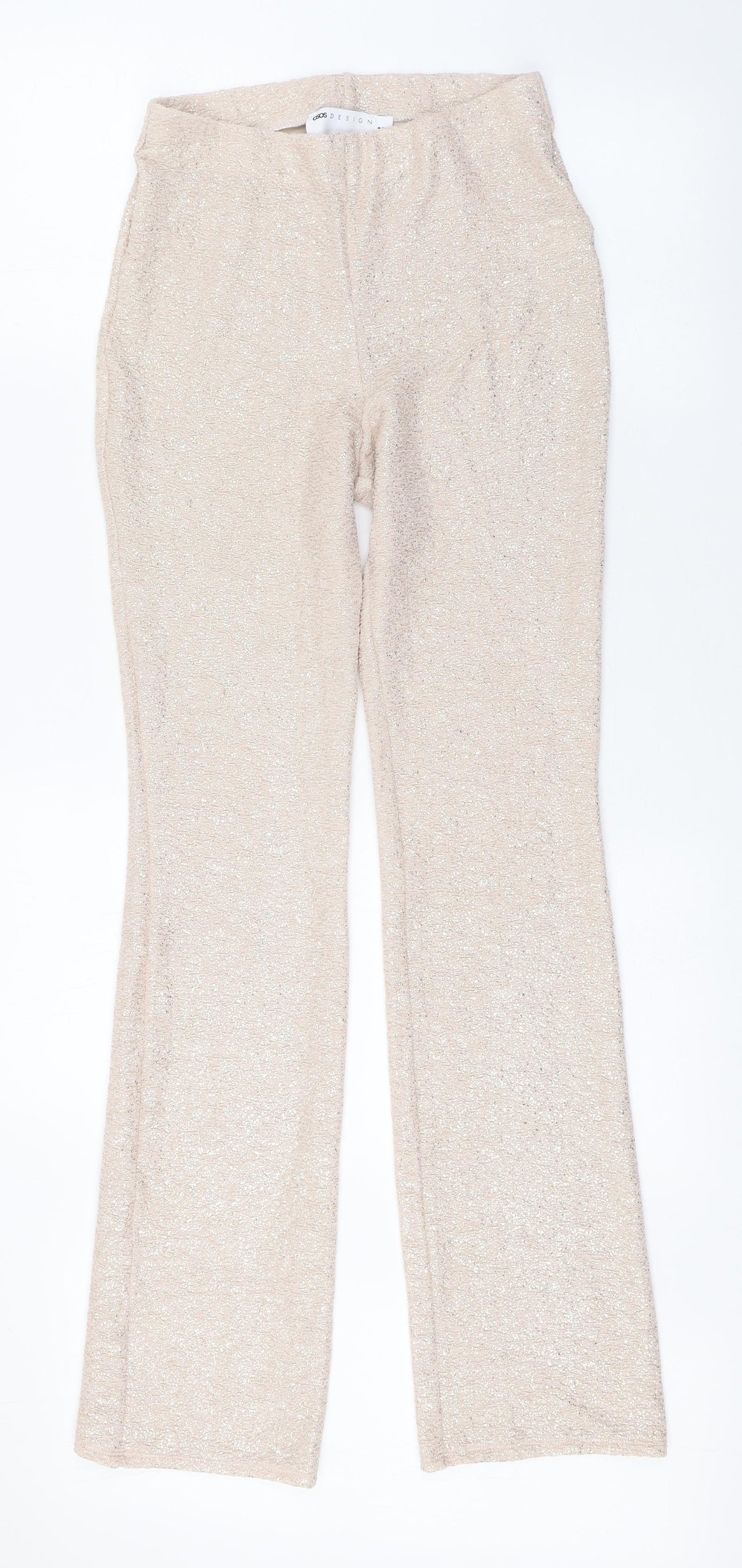 ASOS Womens Beige  Polyester Capri Leggings Size 8 L31 in   - Gold detail
