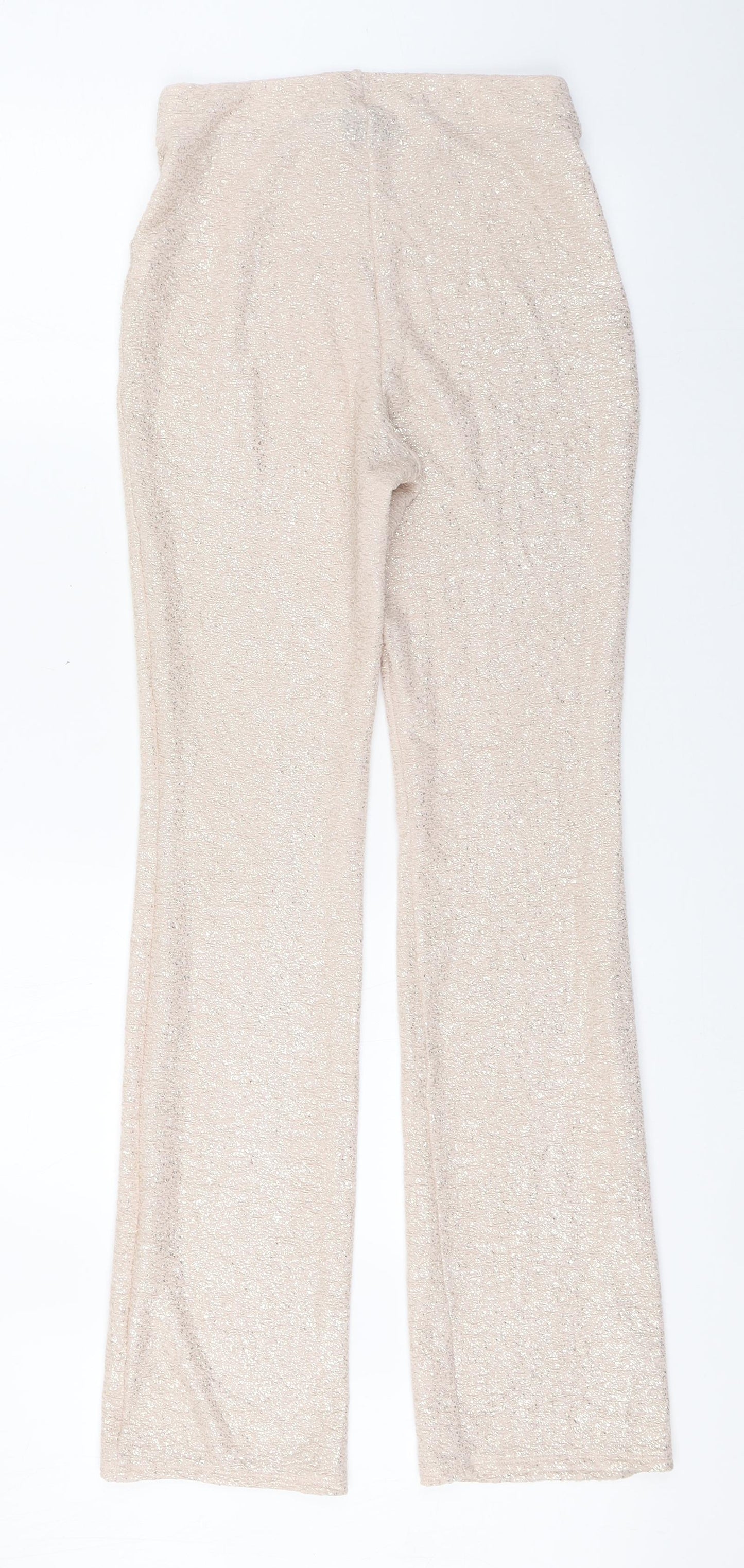 ASOS Womens Beige  Polyester Capri Leggings Size 8 L31 in   - Gold detail