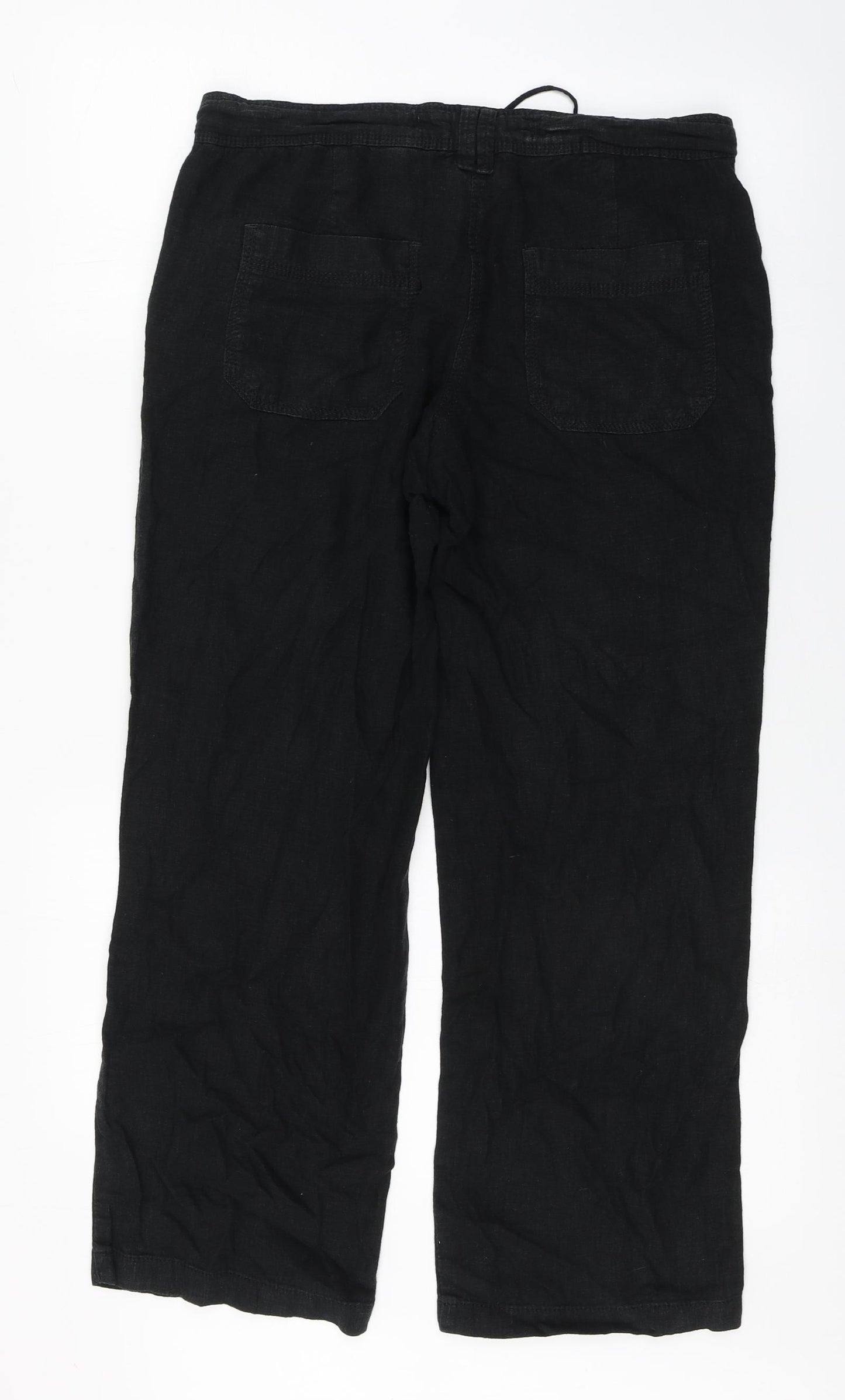 NEXT Womens Black  Linen Trousers  Size 10 L26 in Regular Zip