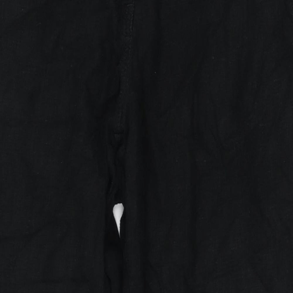 NEXT Womens Black  Linen Trousers  Size 10 L26 in Regular Zip