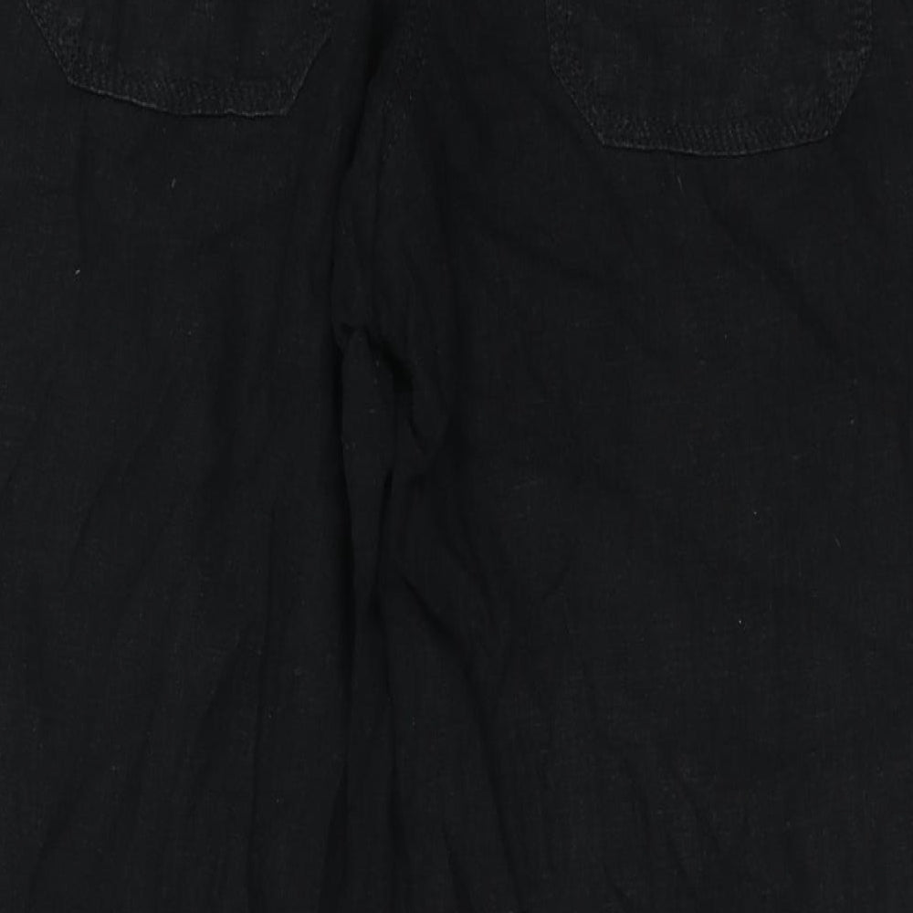 NEXT Womens Black  Linen Trousers  Size 10 L26 in Regular Zip
