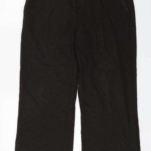 Marks and Spencer Womens Brown  Polyester Trousers  Size 14 L26 in Regular Zip