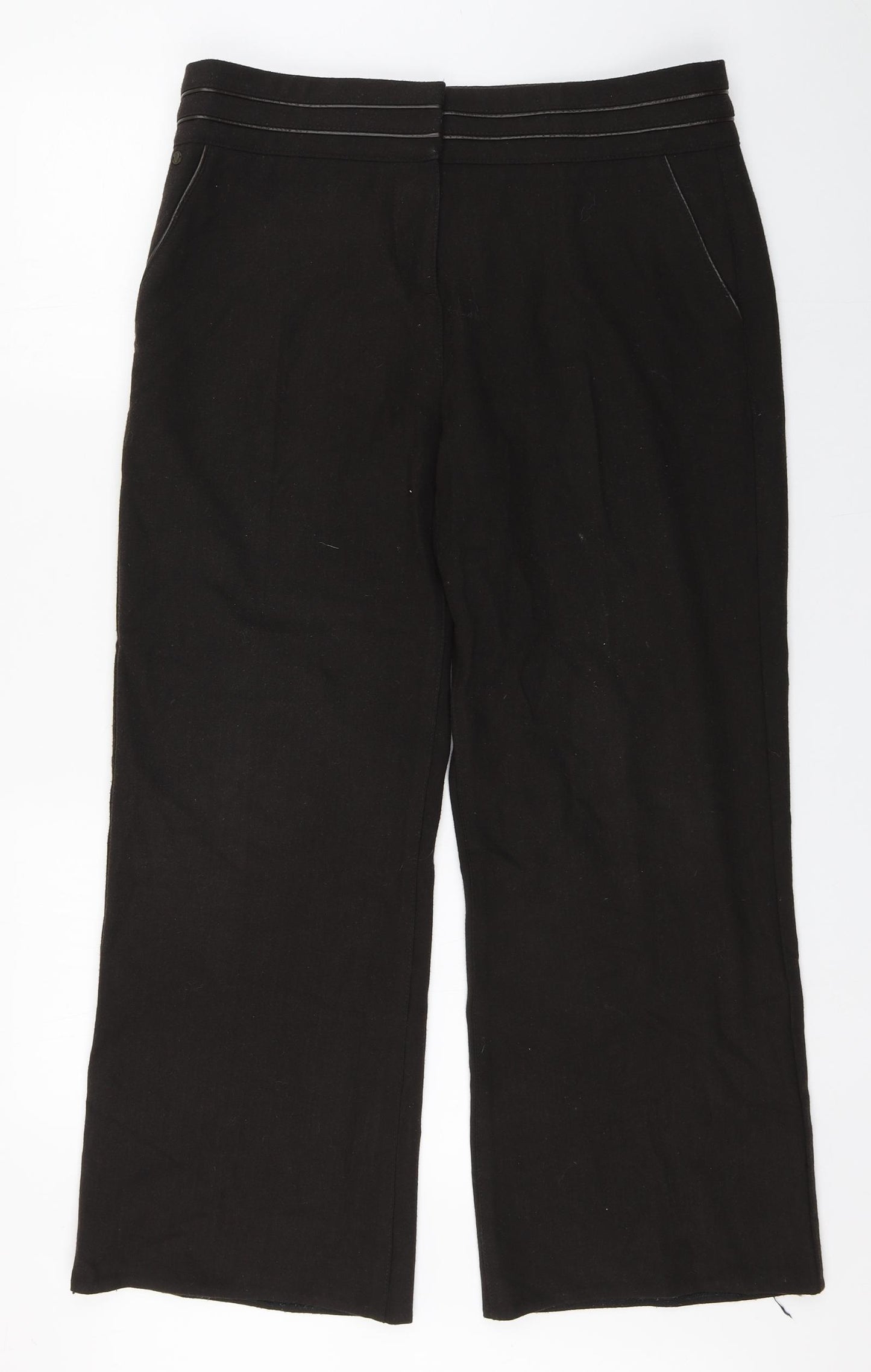 Marks and Spencer Womens Brown  Polyester Trousers  Size 14 L26 in Regular Zip