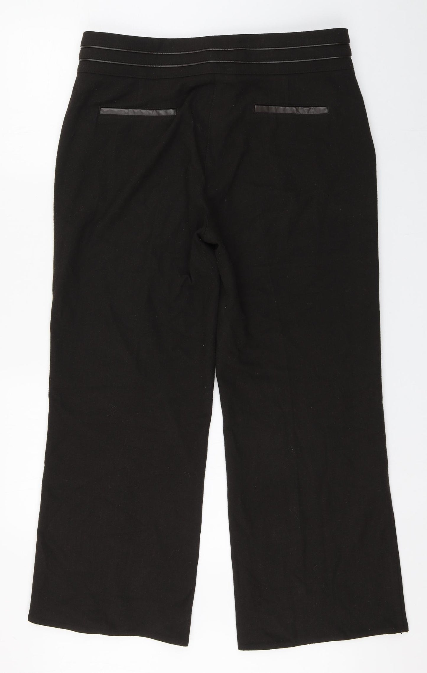 Marks and Spencer Womens Brown  Polyester Trousers  Size 14 L26 in Regular Zip