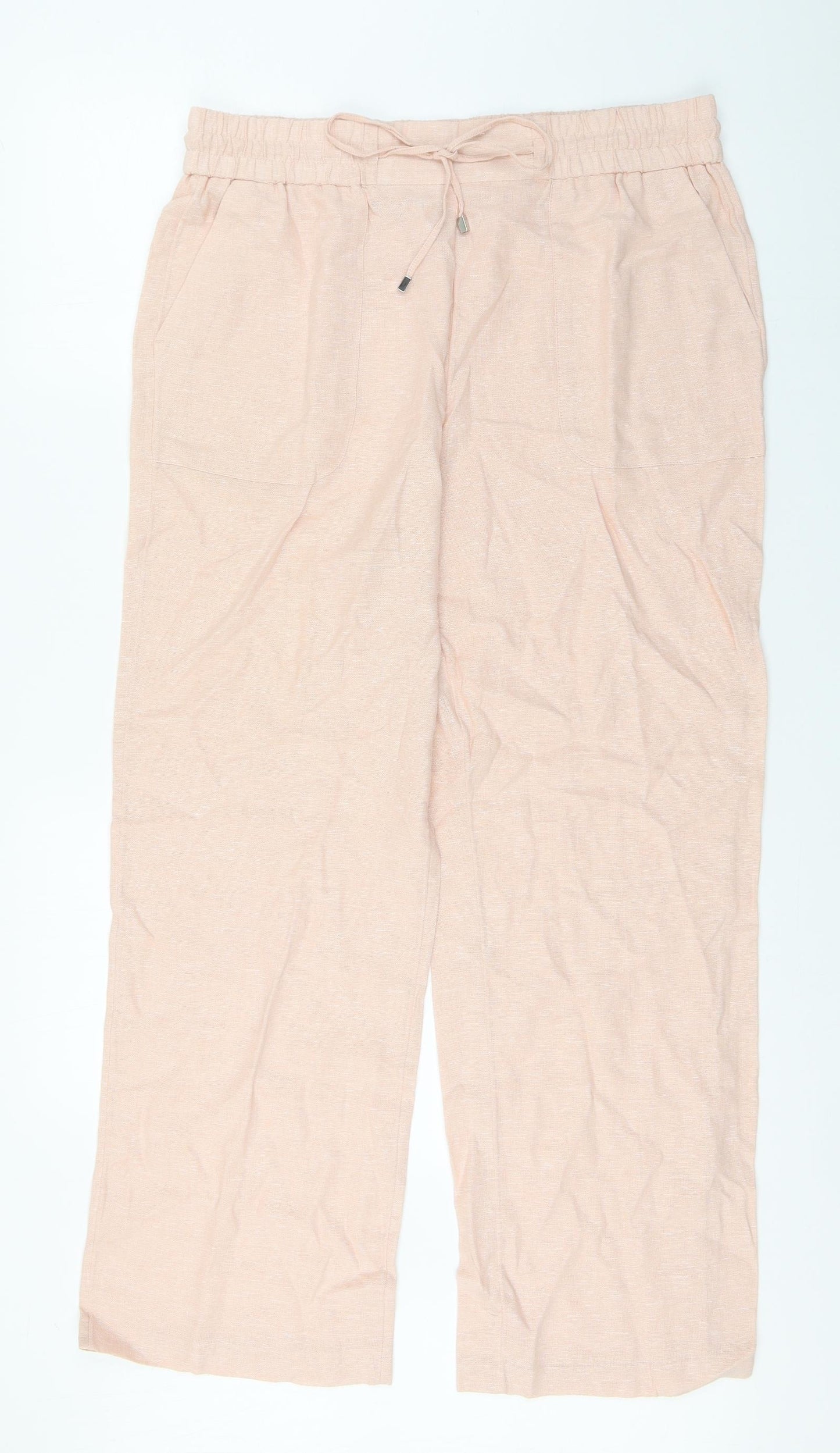 M&Co. Womens Pink  Linen Trousers  Size 14 L27 in Regular