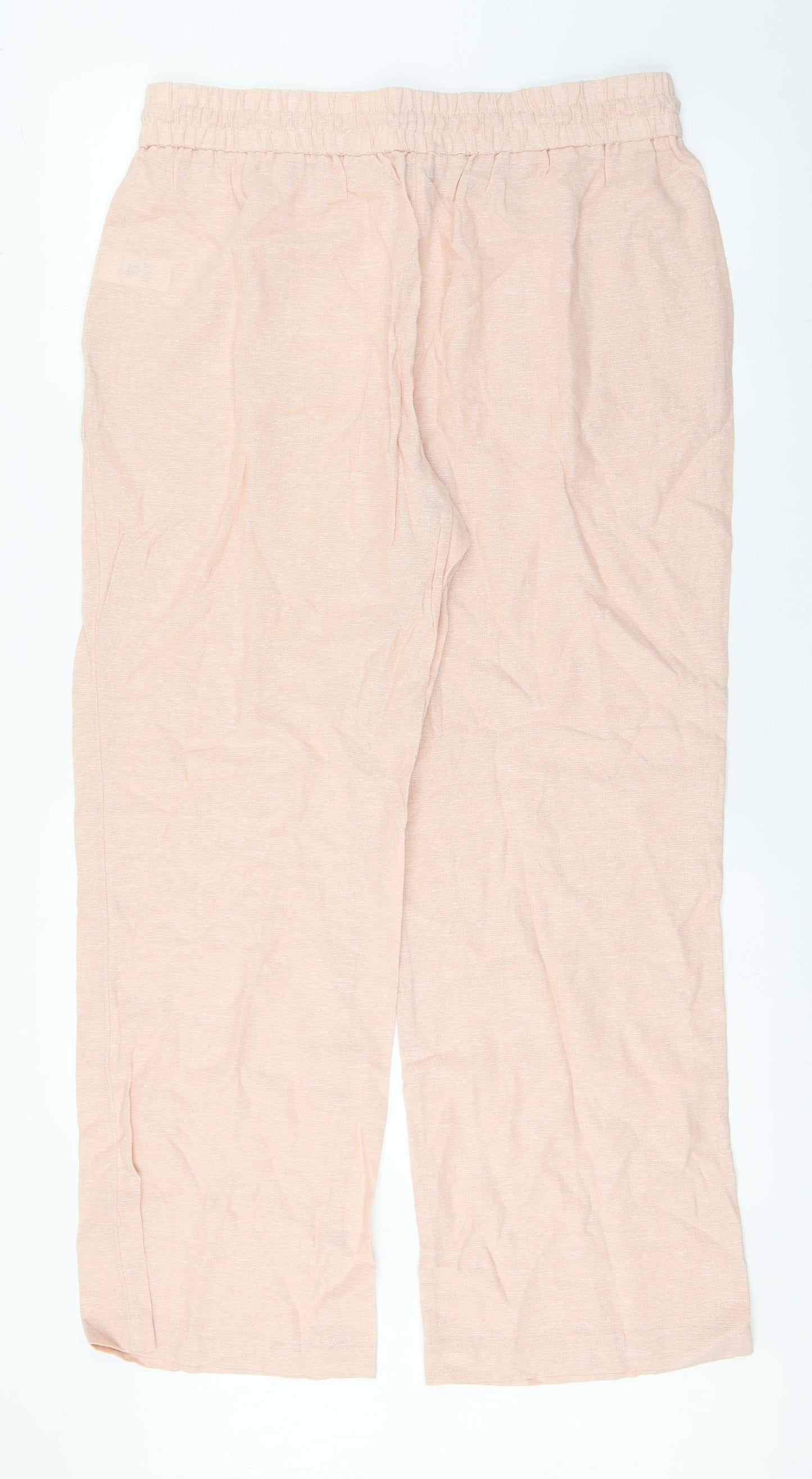 M&Co. Womens Pink  Linen Trousers  Size 14 L27 in Regular