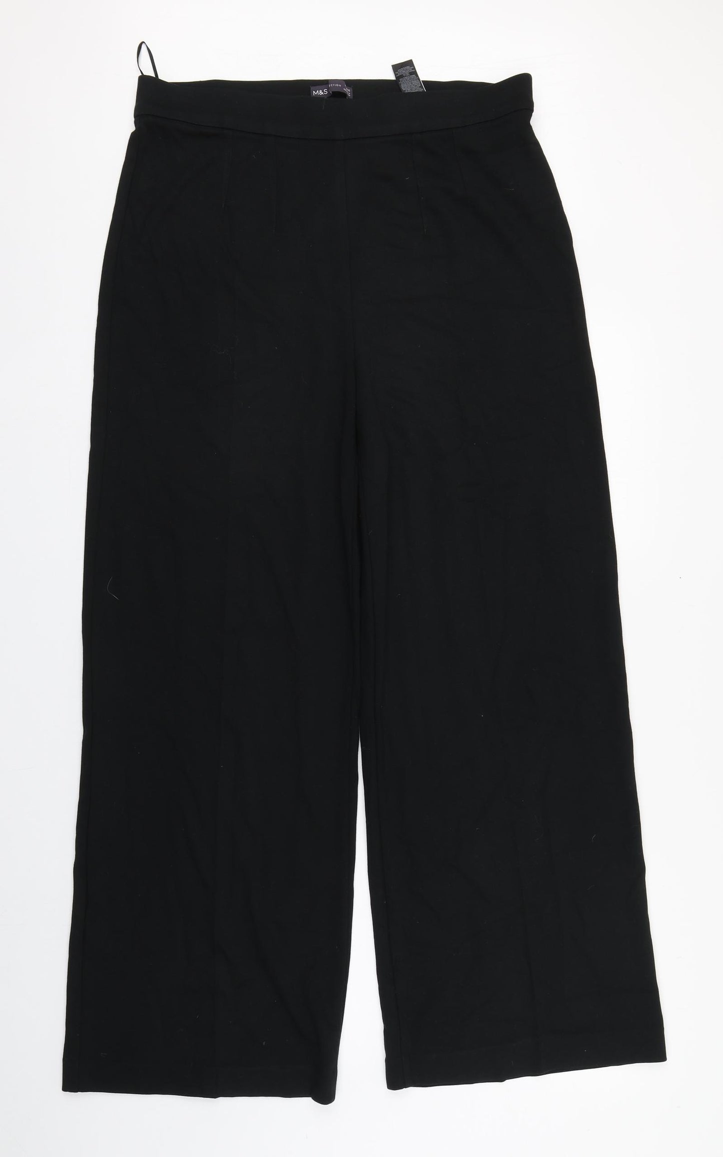 Marks and Spencer Womens Black  Viscose Trousers  Size 16 L28 in Regular