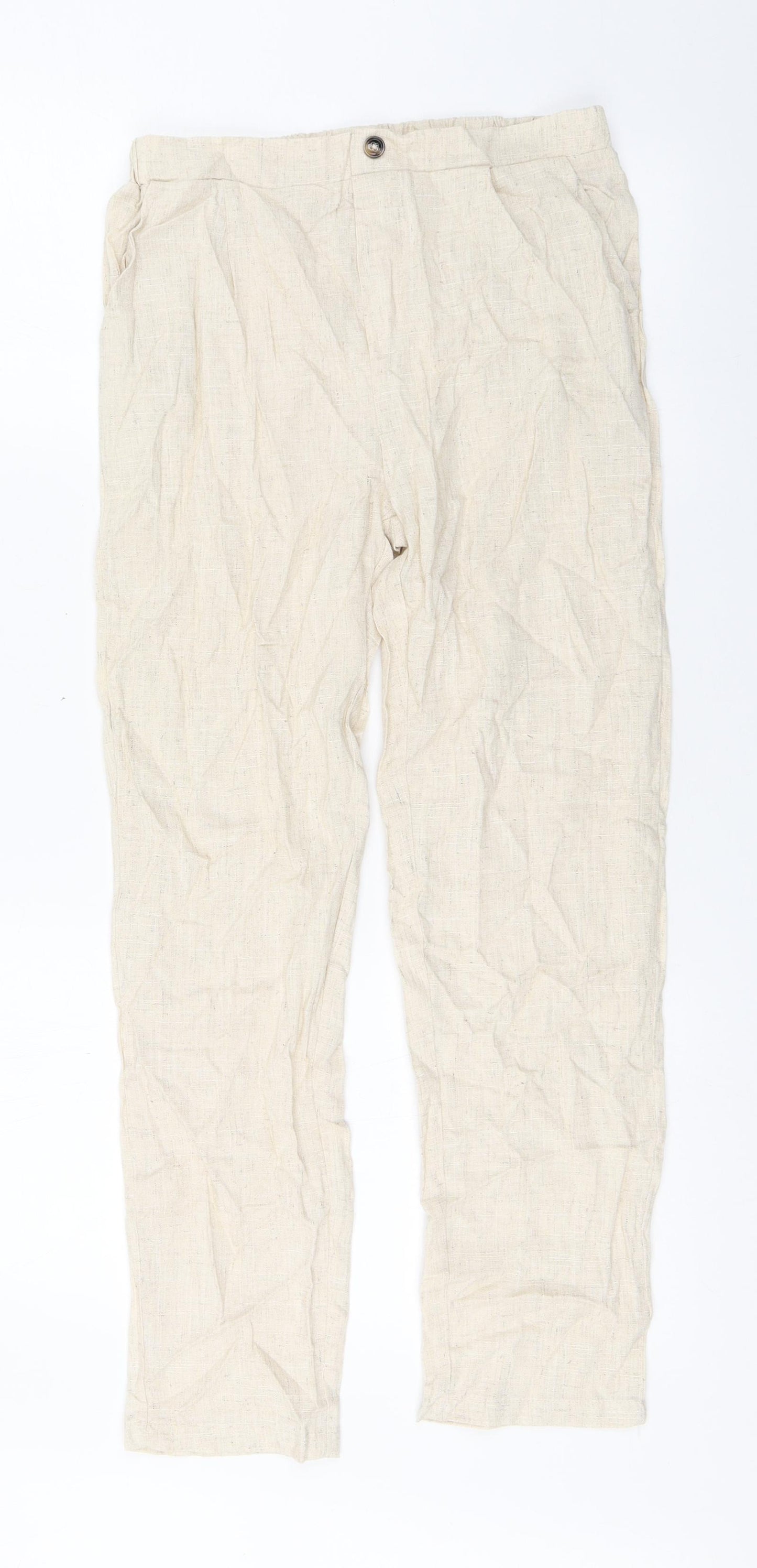 SheIn Girls Beige  Linen Capri Trousers Size 11-12 Years  Regular Pullover