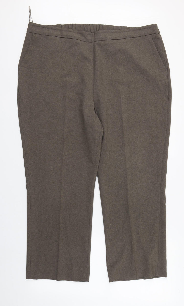 Bonmarché Womens Brown Polyester Dress Pants Trousers Size 20 L26 in Regular Zip