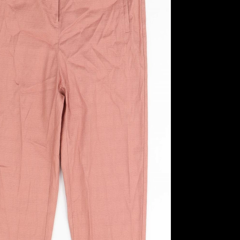 NEXT Womens Pink  Cotton Carrot Trousers Size 12 L26 in Regular Zip