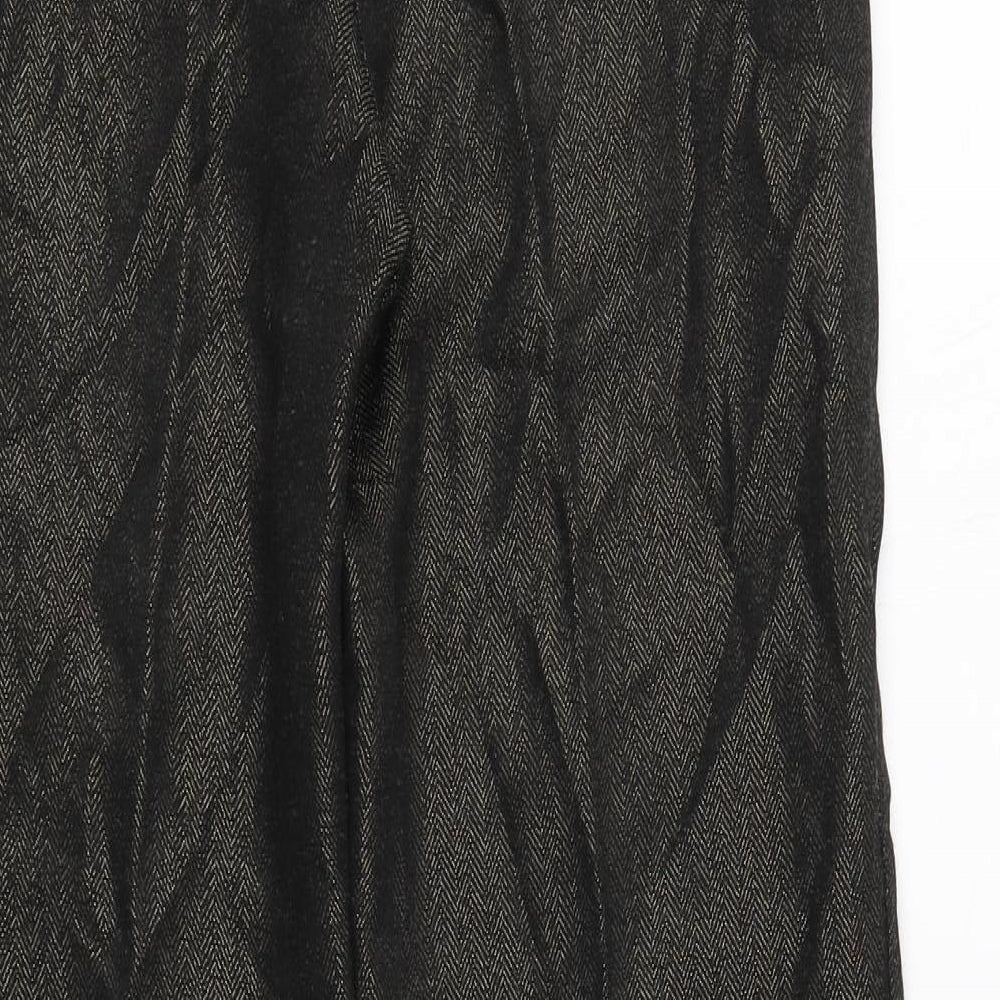Karen Millen Womens Brown Herringbone Acetate Trousers  Size 10 L27 in Regular Zip