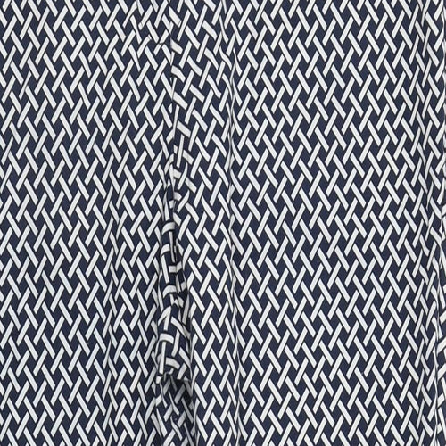 F&F Womens Blue Herringbone Cotton Carrot Trousers Size 12 L27 in Regular Zip