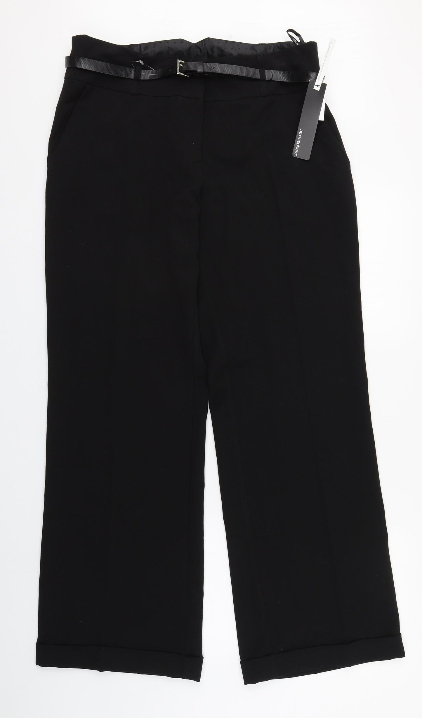 Primark Womens Black  Polyester Trousers  Size 14 L32 in Regular Zip