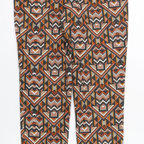H&M Womens Multicoloured Geometric Cotton Carrot Trousers Size 10 L27 in Regular