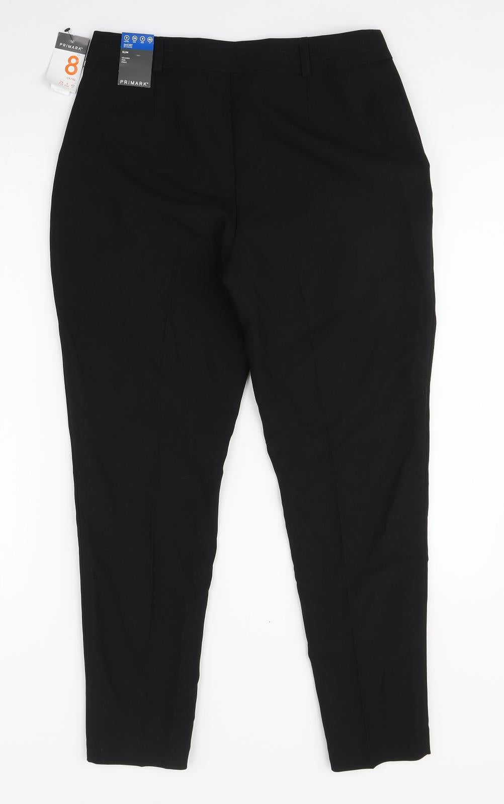 Primark Womens Black  Polyester Carrot Trousers Size 8 L26 in Slim Zip