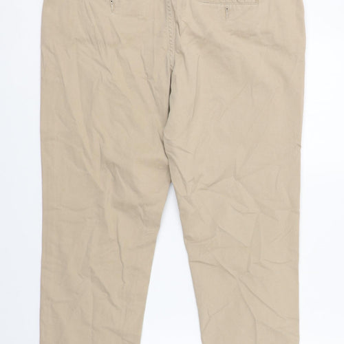 Fat Face Womens Beige  Cotton Carrot Trousers Size 16 L25 in Regular Zip