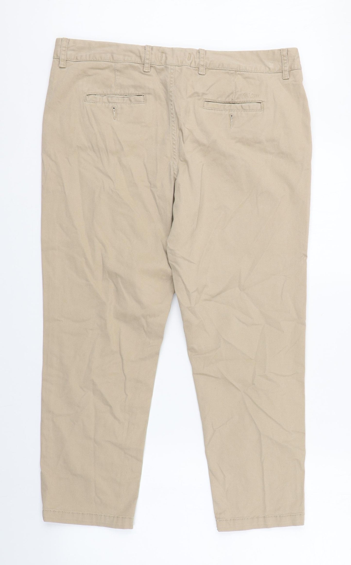 Fat Face Womens Beige  Cotton Carrot Trousers Size 16 L25 in Regular Zip