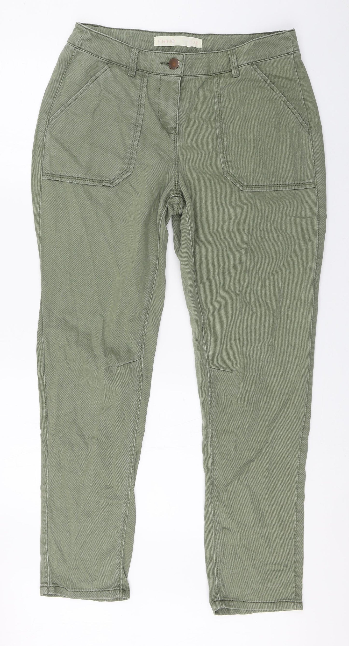 NEXT Womens Green  Cotton Straight Jeans Size 12 L28 in Regular Zip