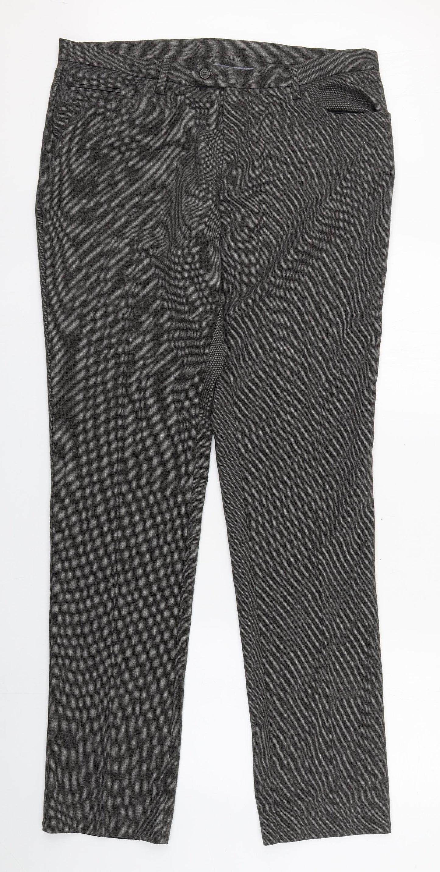 NEXT Mens Grey  Polyester Dress Pants Trousers Size XL L35 in Slim Zip