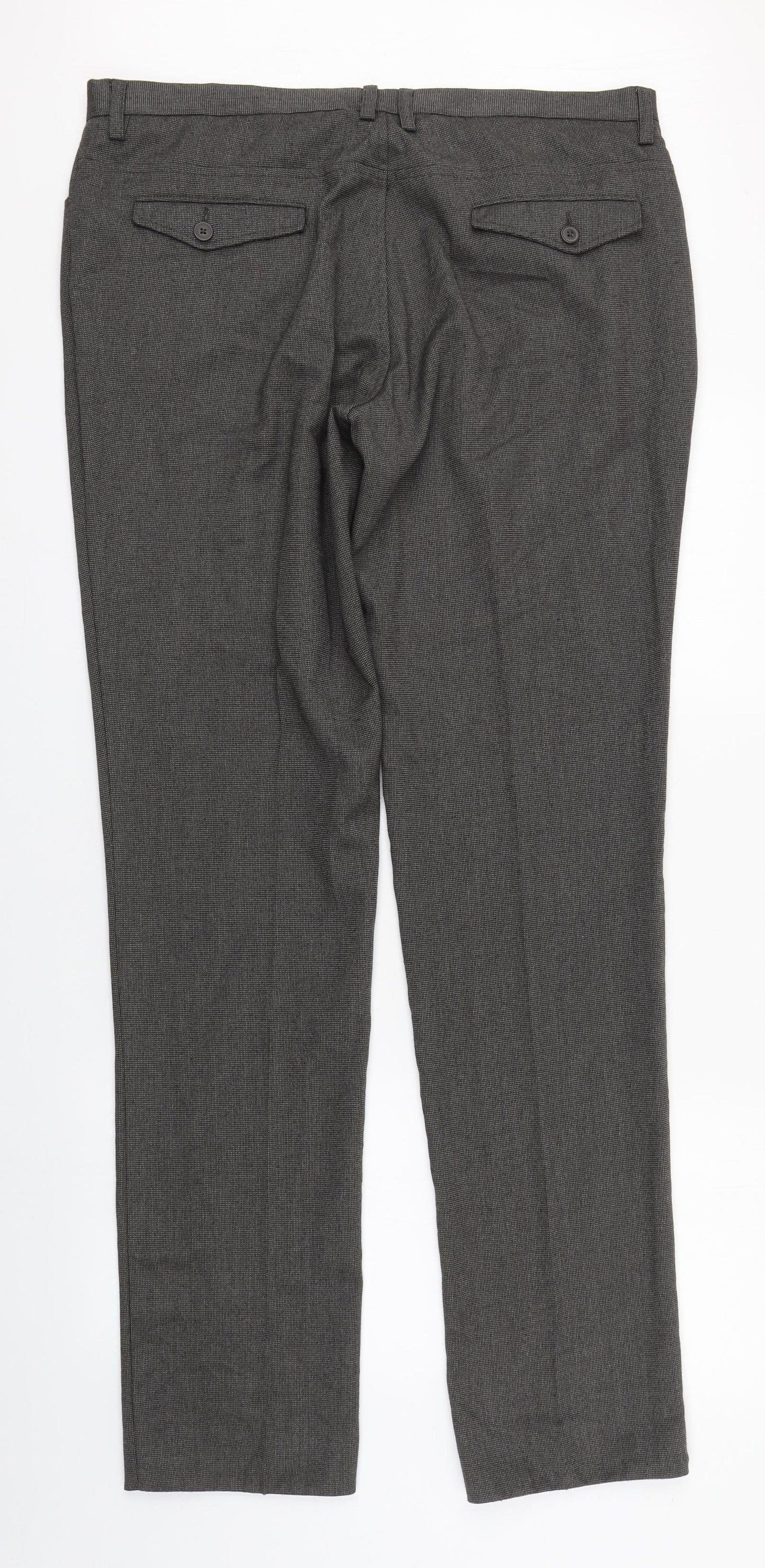 NEXT Mens Grey  Polyester Dress Pants Trousers Size XL L35 in Slim Zip