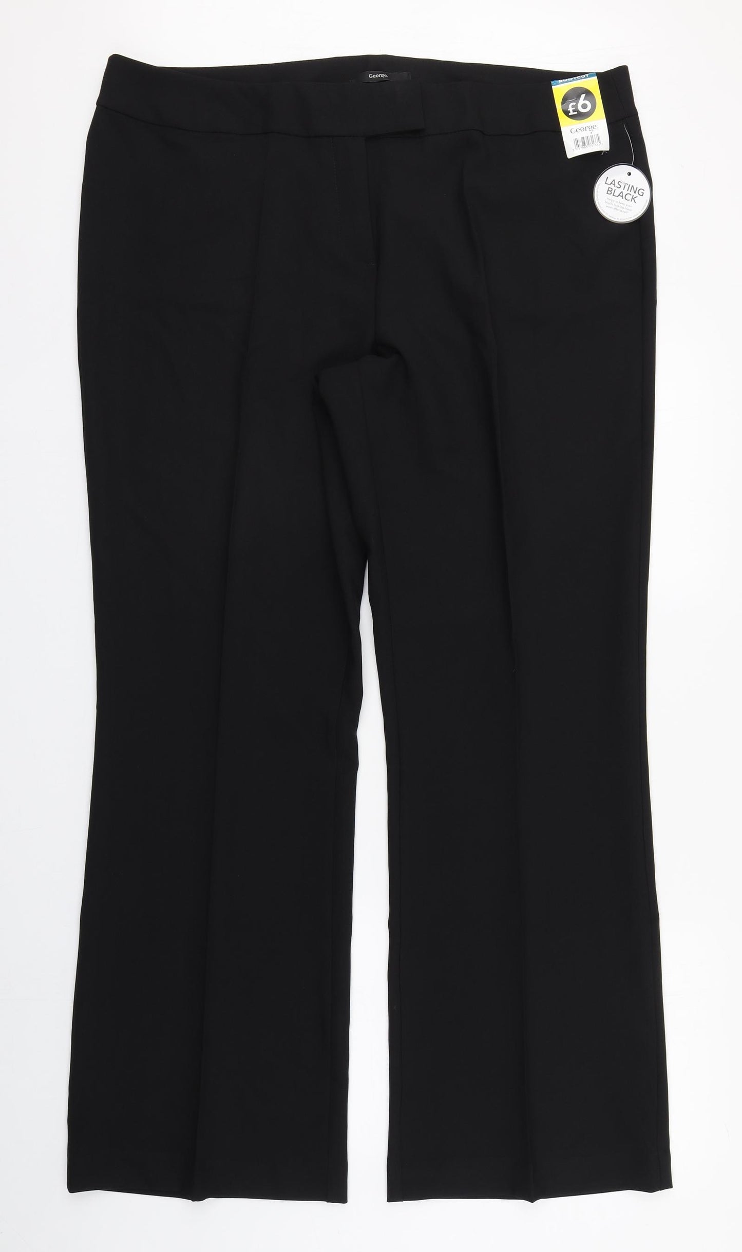 George Womens Black  Polyester Trousers  Size 20 L32 in Regular Zip
