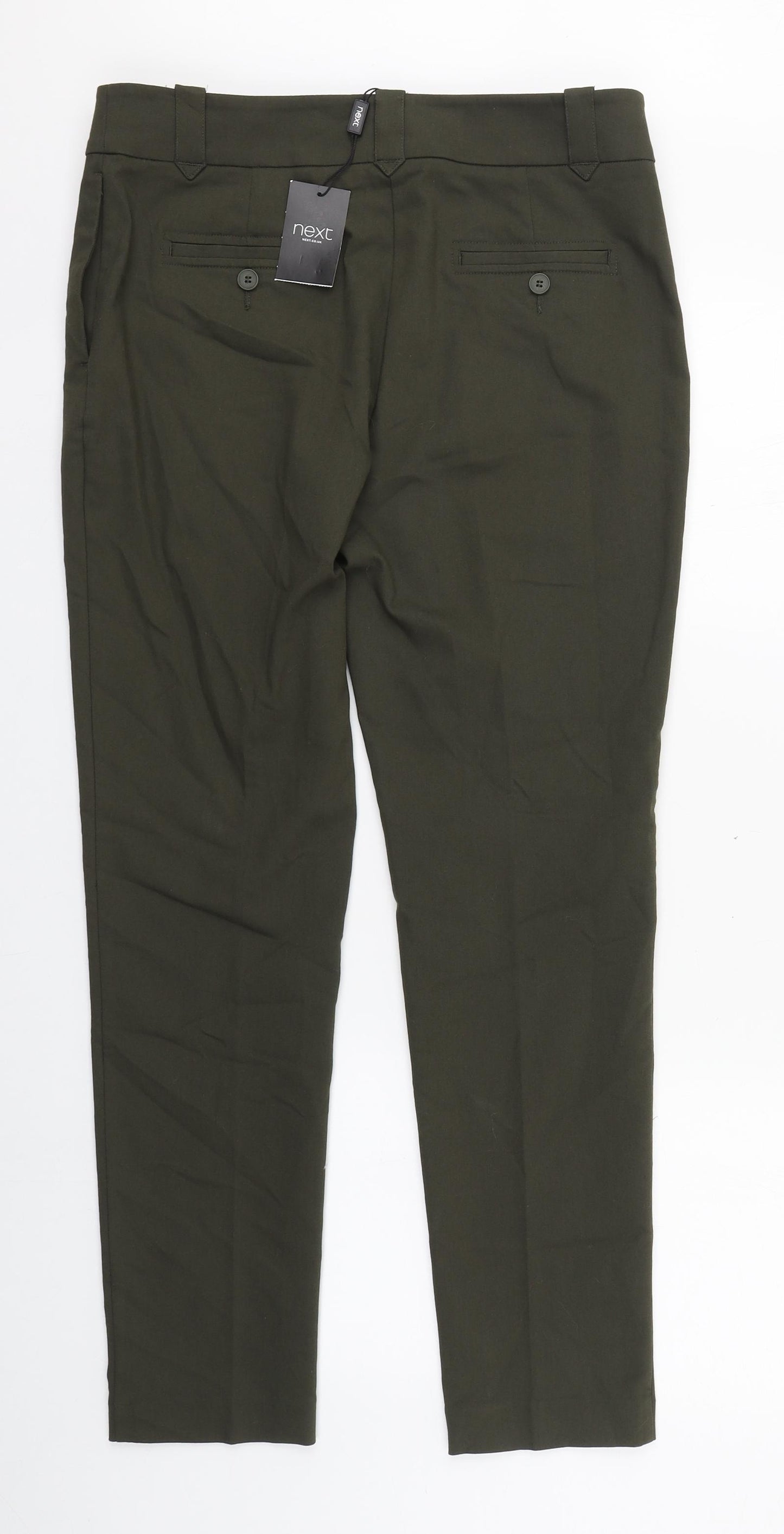 NEXT Womens Green  Cotton Carrot Trousers Size 12 L28 in Regular Zip