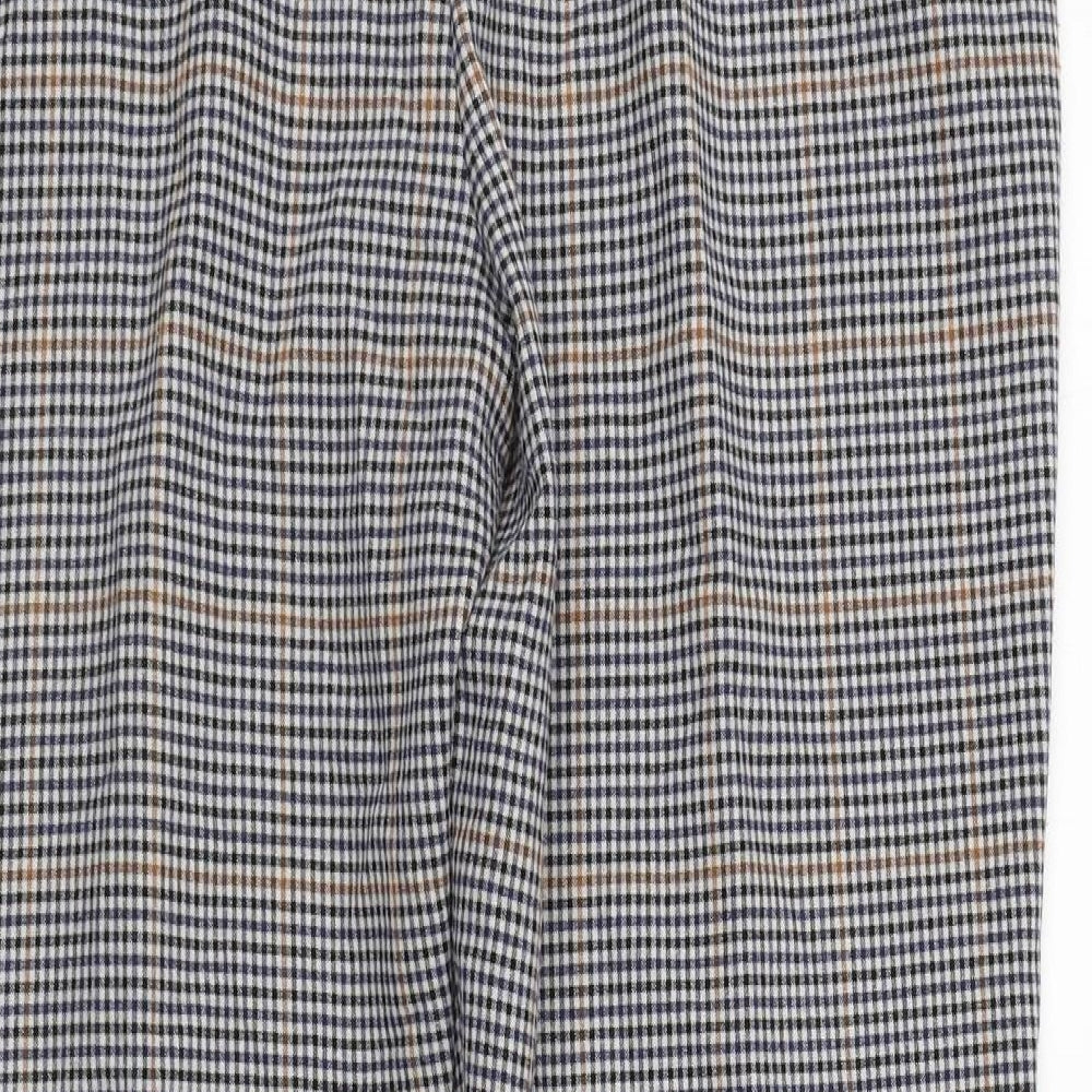 Marks and Spencer Womens Multicoloured Plaid Polyester Carrot Trousers Size 14 L26 in Regular Zip